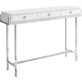 48" Accent Table in Glossy White & Chrome Metal